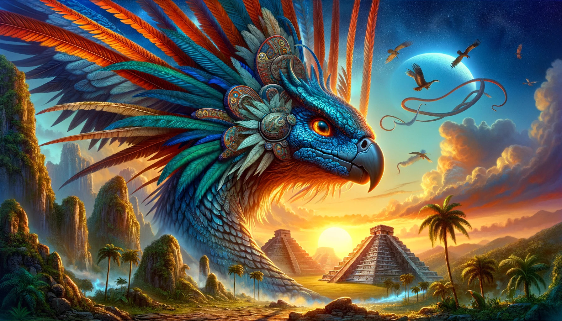 Digital-artwork-of-Quetzalcoatls-Ascent_-Resurgence-of-the-Feathered-Serpent